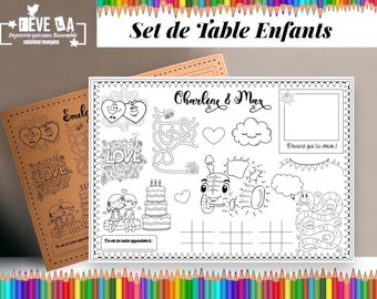 Kavel Placemat Kinderen/activiteiten/entertainment/bruiloft/doop/verjaardag/cadeaus
