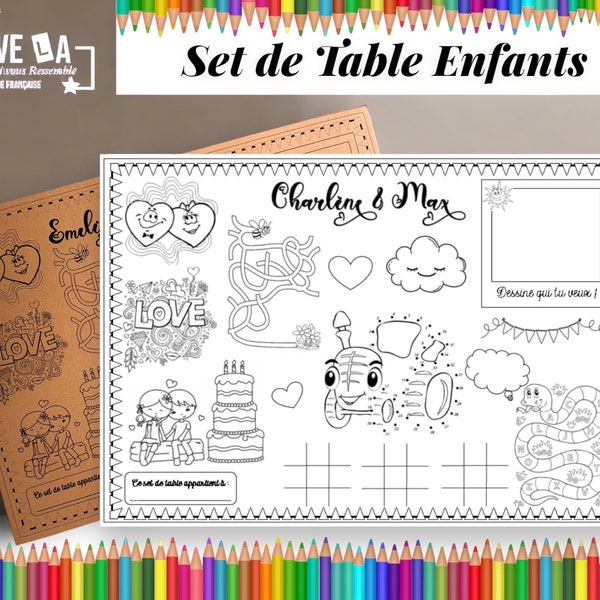 Lot Set de Table Enfants/activités/animations/mariage/baptême/anniversaire/cadeaux