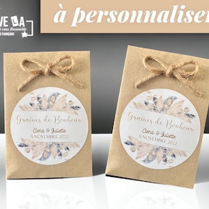 Lot Sachets of Seeds to sow/favor/wedding/baptism/communion/EVJF/birthday/personalized guest gifts/Fallow/country flowers