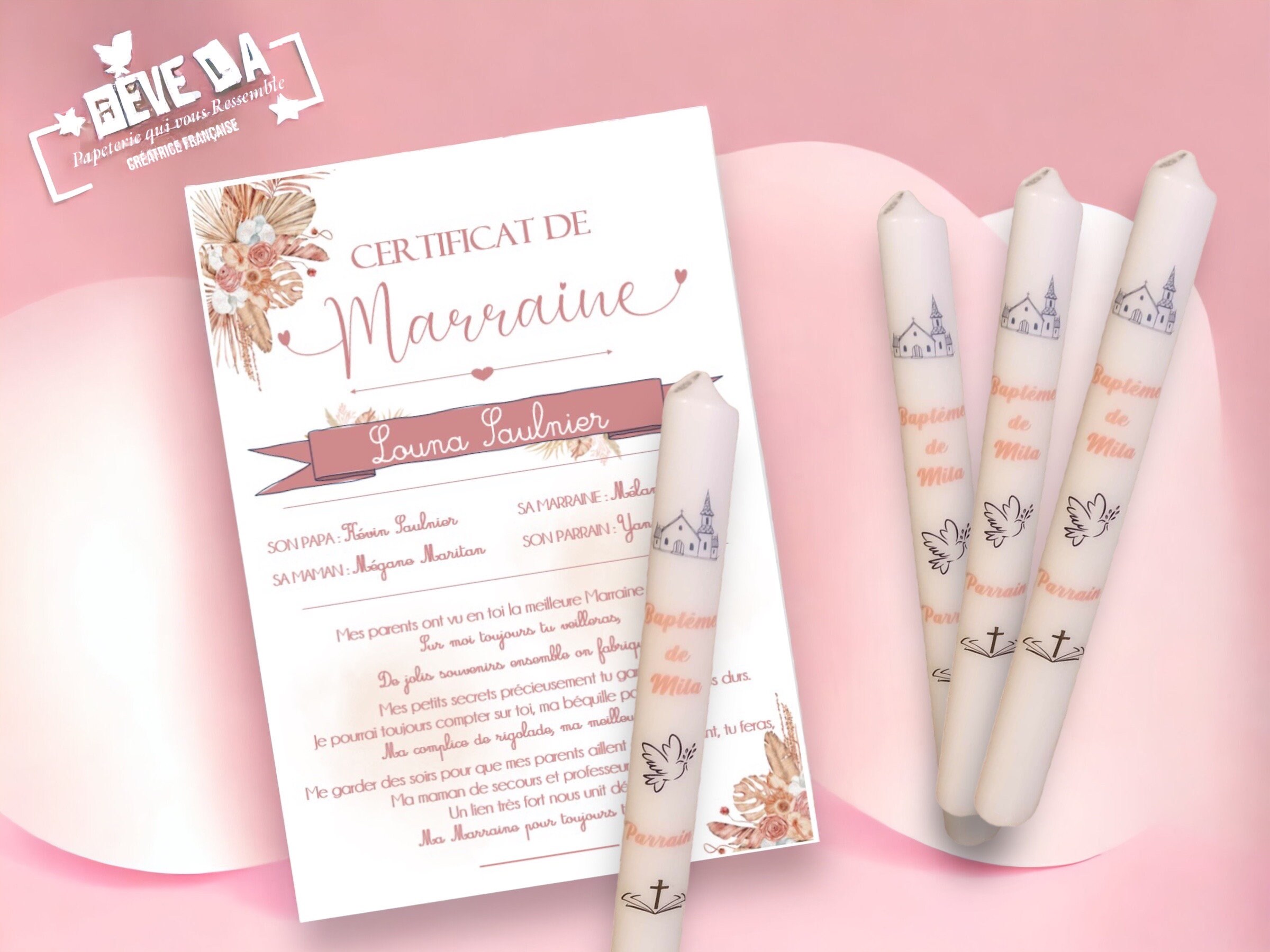 Certificat de Parrain ou Marraine - Etsy France