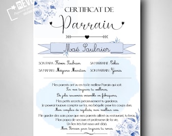 Certificat de Parrain ou Marraine