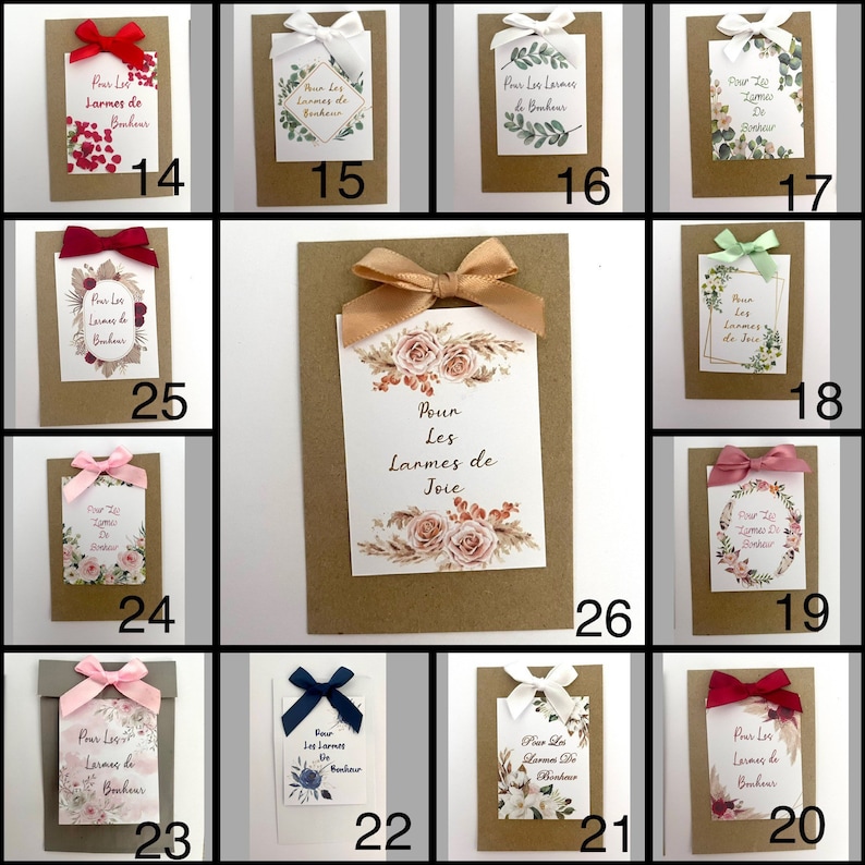 X10 Larmes de joie, mouchoirs, mariage, cadeaux, champêtre, kraft, larmes de Bonheur, chic, étiquettes, papeterie, pacs image 5
