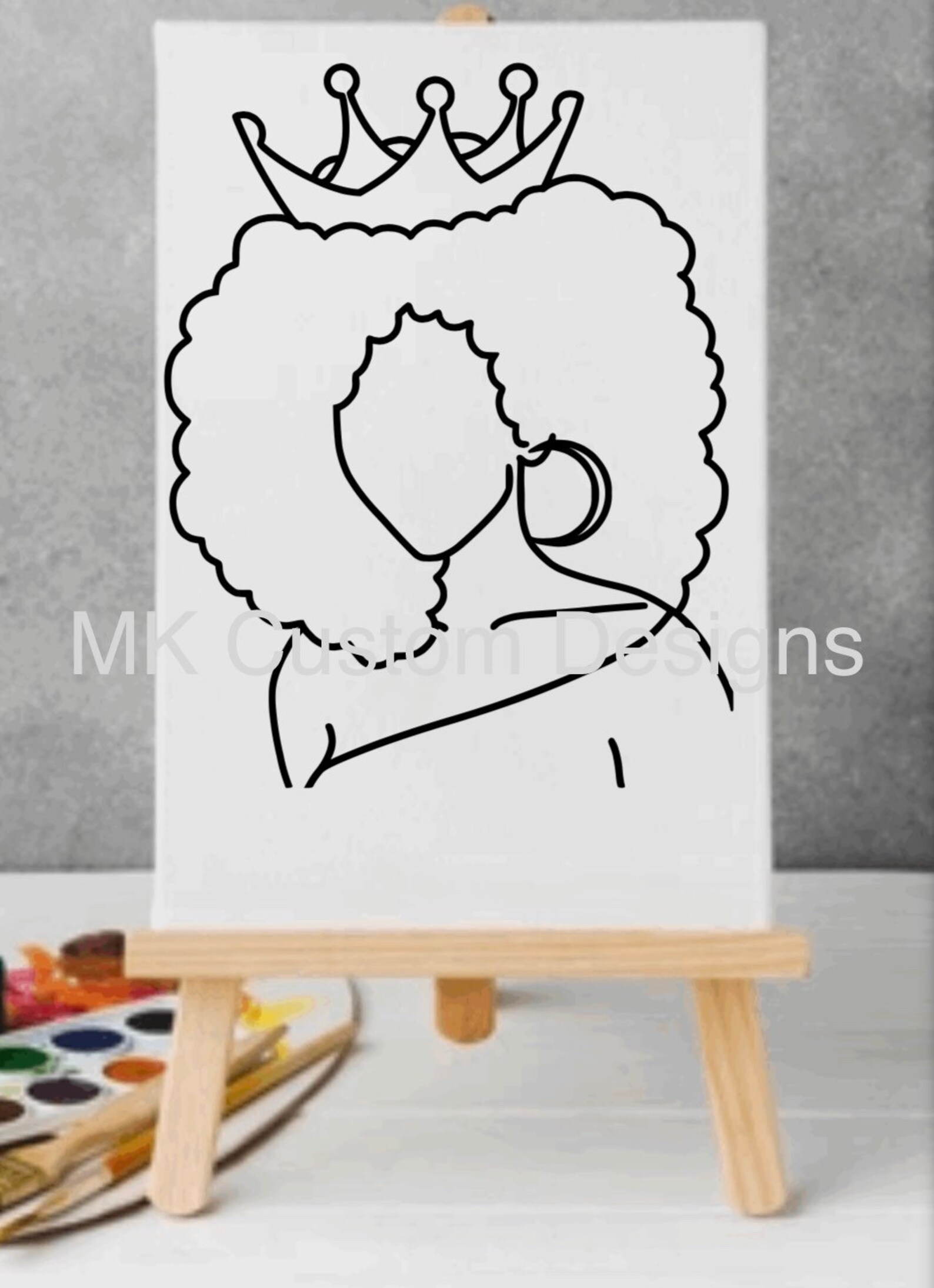 Paint and Sip King & Queen Queen and King Pre drawn Canvas Etsy