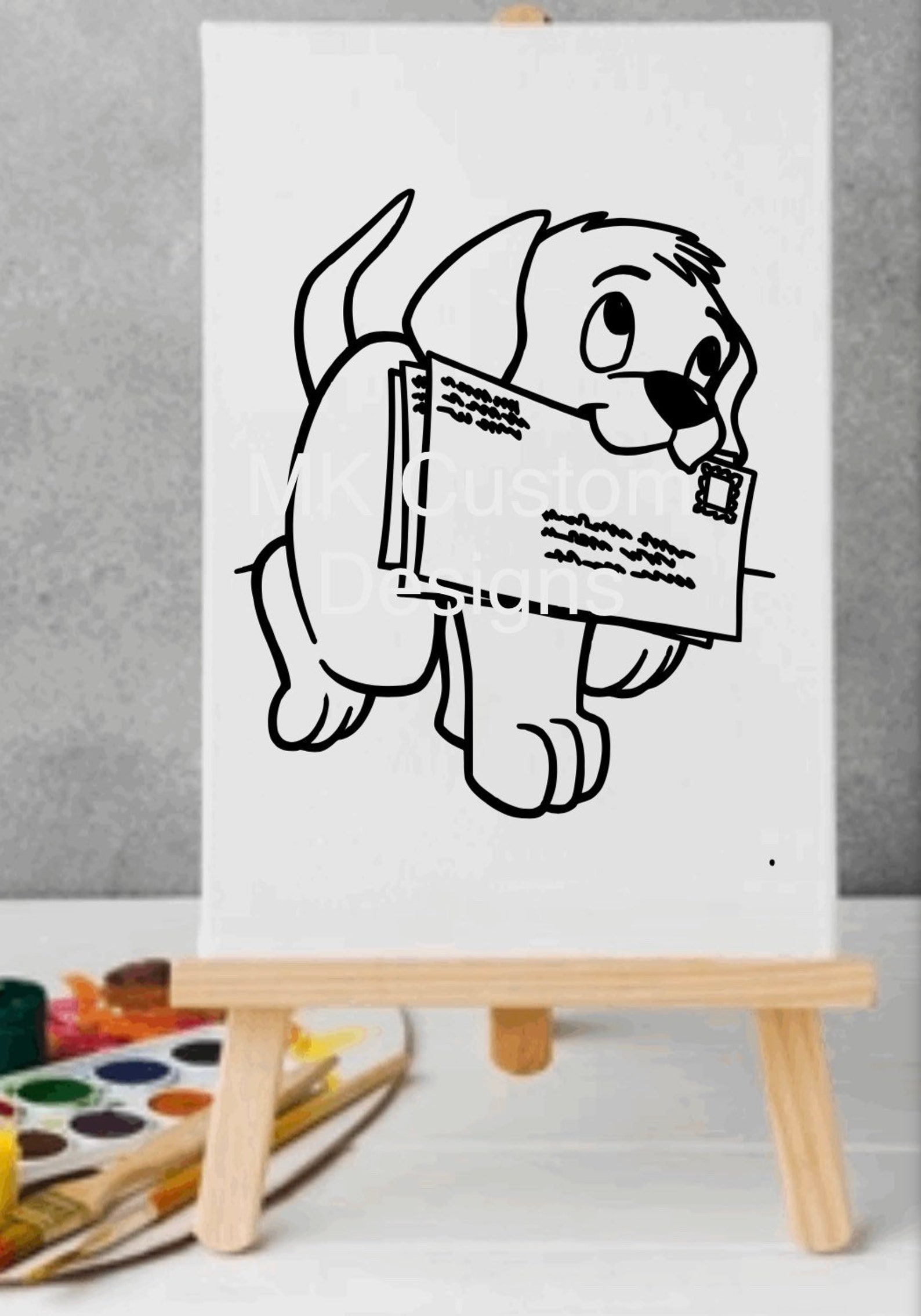 Paint and Sip Dog Canvas Dog preprinted Canvas Dog Puppy Etsy