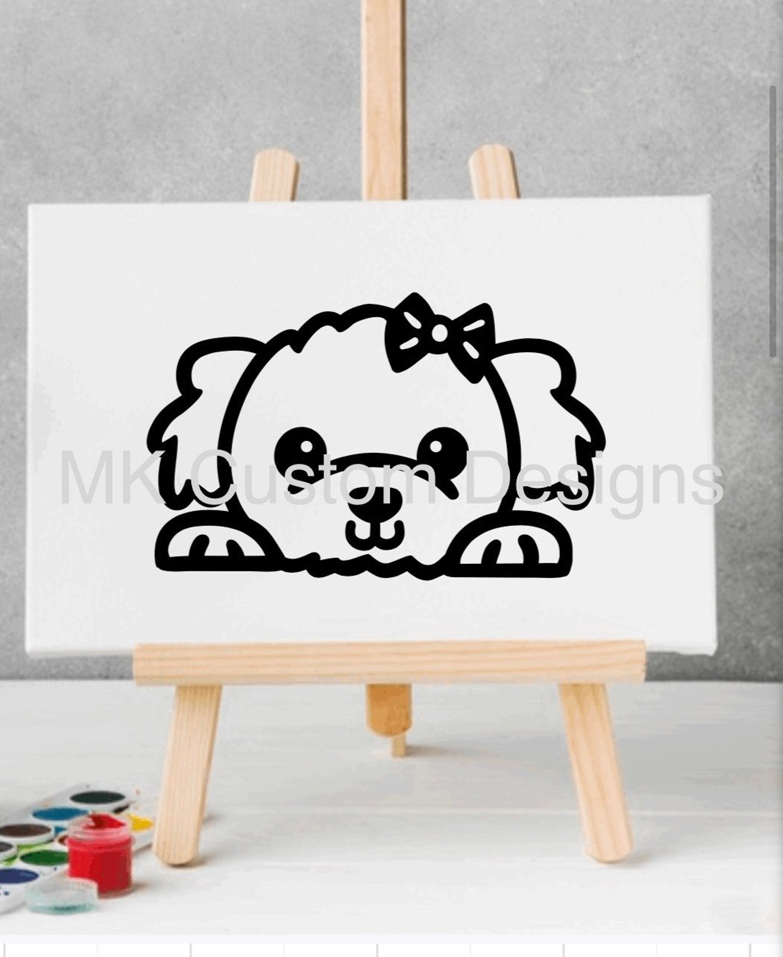 Paint and Sip Dog Canvas Dog preprinted Canvas Dog Puppy Etsy