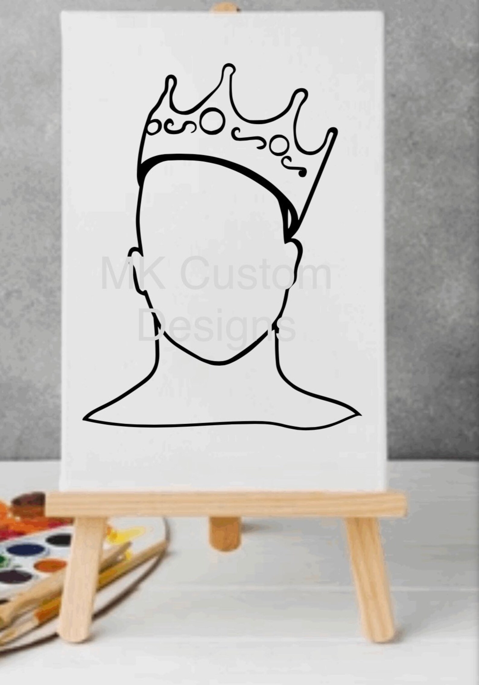 Paint and Sip King & Queen Queen and King Pre drawn Canvas Etsy