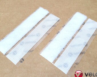 VELCRO® Brand 4” x 3/4” (Inch) General Purpose Sticky Back Strips (2 Sets, Hook and Loop Sides)- White