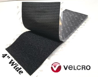 4” Wide x 12” (Inch) VELCRO® Brand Stick-On Strip (Hook & Loop) - Black