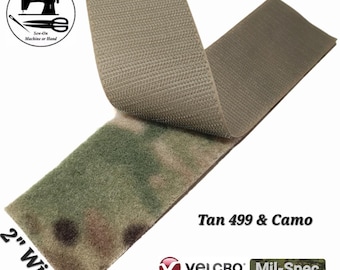 2” Wide VELCRO® Brand Sew-On Strip (Hook & Loop) - Tan (Hook) and MultiCam Camo (Loop)