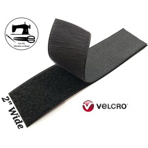 May include: Black Velcro brand sew-on hook and loop tape, 2 inches wide.  Sew-on machine or hand.  VELCRO brand.