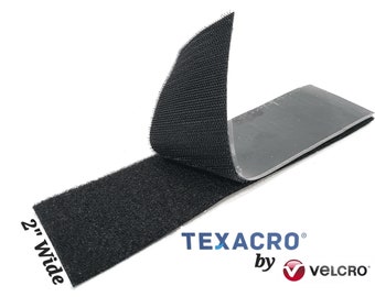 2” Wide x 8” (Inch) VELCRO® Brand TEXACRO Stick-On Strip (Hook & Loop) - Black