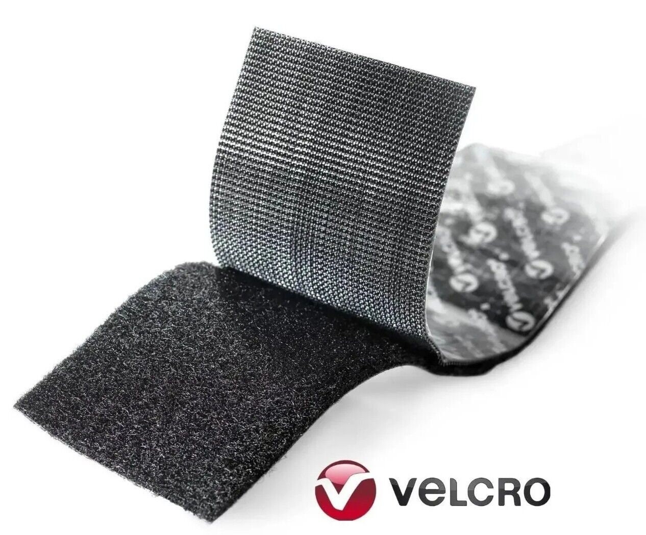 2” Wide x 8” (Inch) VELCRO® Brand TEXACRO Stick-On Strip (Hook & Loop) -  Black 