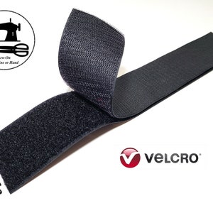 May include: Black hook and loop fastener tape, 2 inches wide, with the VELCRO brand name. Sew-on machine or hand.