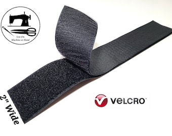 2” Wide x 12” (Inch) VELCRO® Brand Sew-On Strip (Hook & Loop) - Black