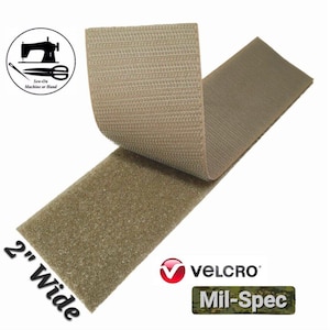 2" Wide VELCRO® Brand Mil-Spec Sew-On Strip (Hook & Loop) - Tan 499