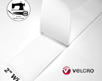 2” Wide x 12” (Inch) VELCRO® Brand Sew-On Strip (Hook & Loop) - White