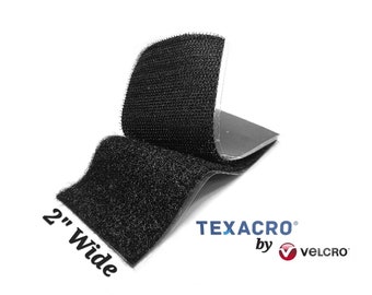 2” Wide x 4” (Inch) VELCRO® Brand TEXACRO Stick-On Strip (Hook & Loop) - Black