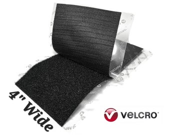 4" Wide x 8" (Inch) VELCRO® Brand Stick-On Strip (Hook & Loop) - Black