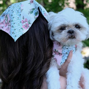 Homme et chiot assortis / Paire de serre-tête et écharpe / Accessoires Cottagecore pour animaux de compagnie
