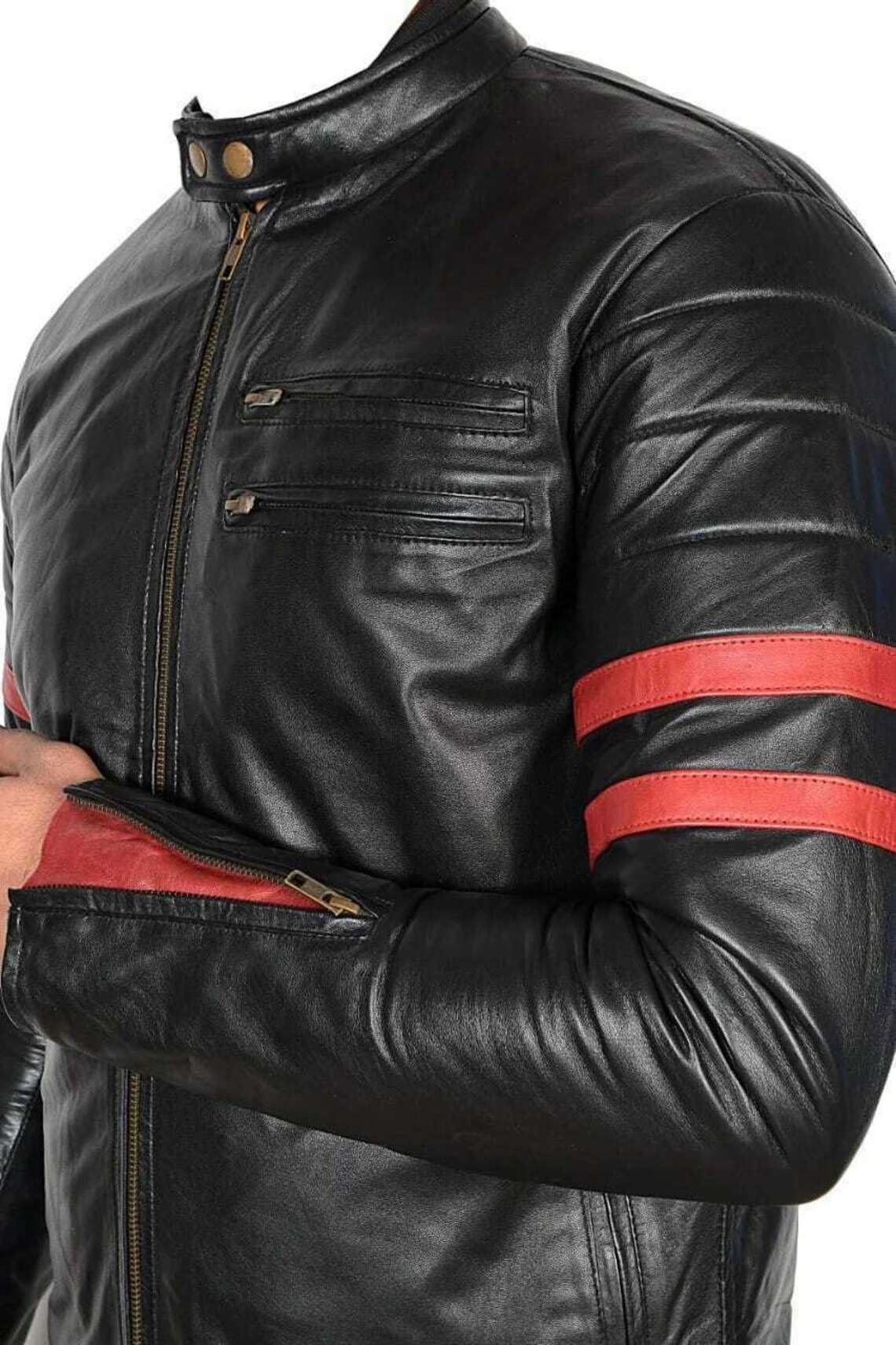 Genuine Pure Ship Leather Jacket Men's Black Café Racer Etsy