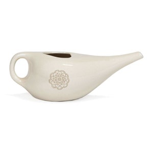 Ceramic Nasal Neti Pot with Mandala Pattern for Sinus Irrigation & Nasal Cleansing Cream
