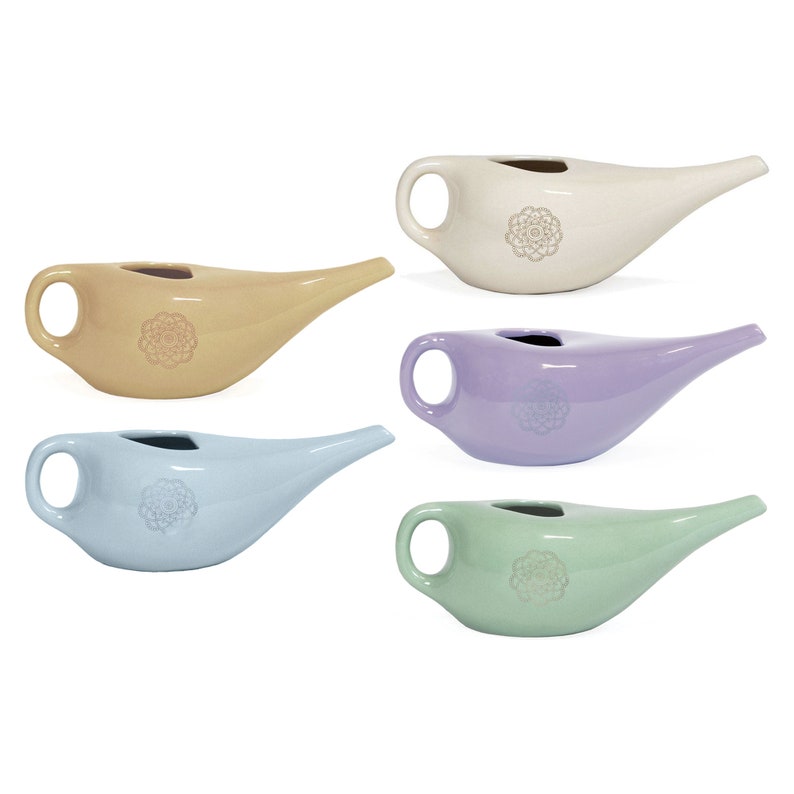 Ceramic Nasal Neti Pot with Mandala Pattern for Sinus Irrigation & Nasal Cleansing image 2