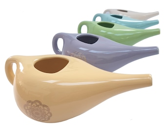 Ceramic Nasal Neti Pot with Mandala Pattern for Sinus Irrigation, Hayfever & Nasal Cleansing