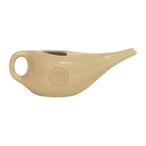 Ceramic Nasal Neti Pot with Mandala Pattern for Sinus Irrigation & Nasal Cleansing Mango Orange