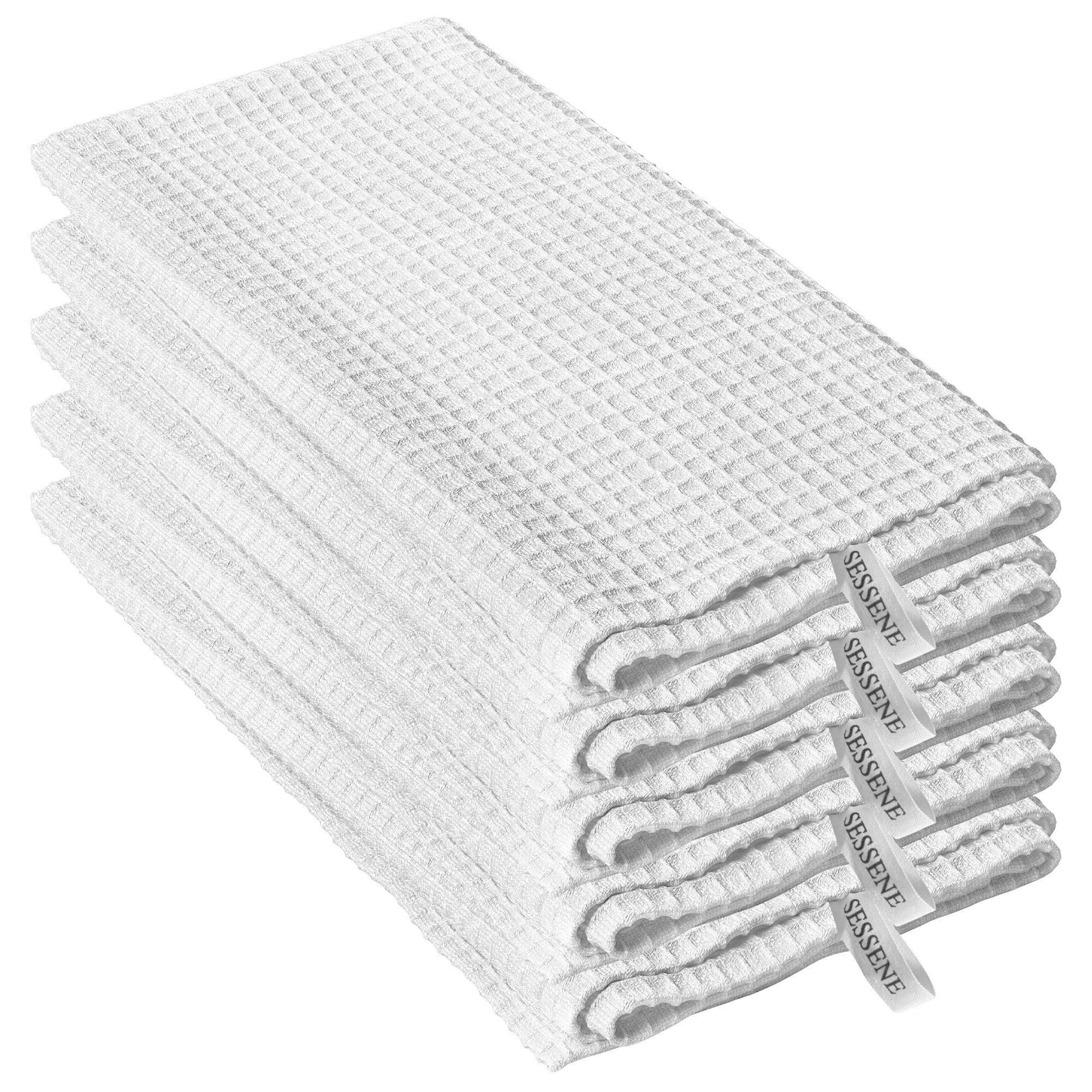 Pure Cotton Terry Tea Towel Set of 5, White Tea Towel Set, Minimalist