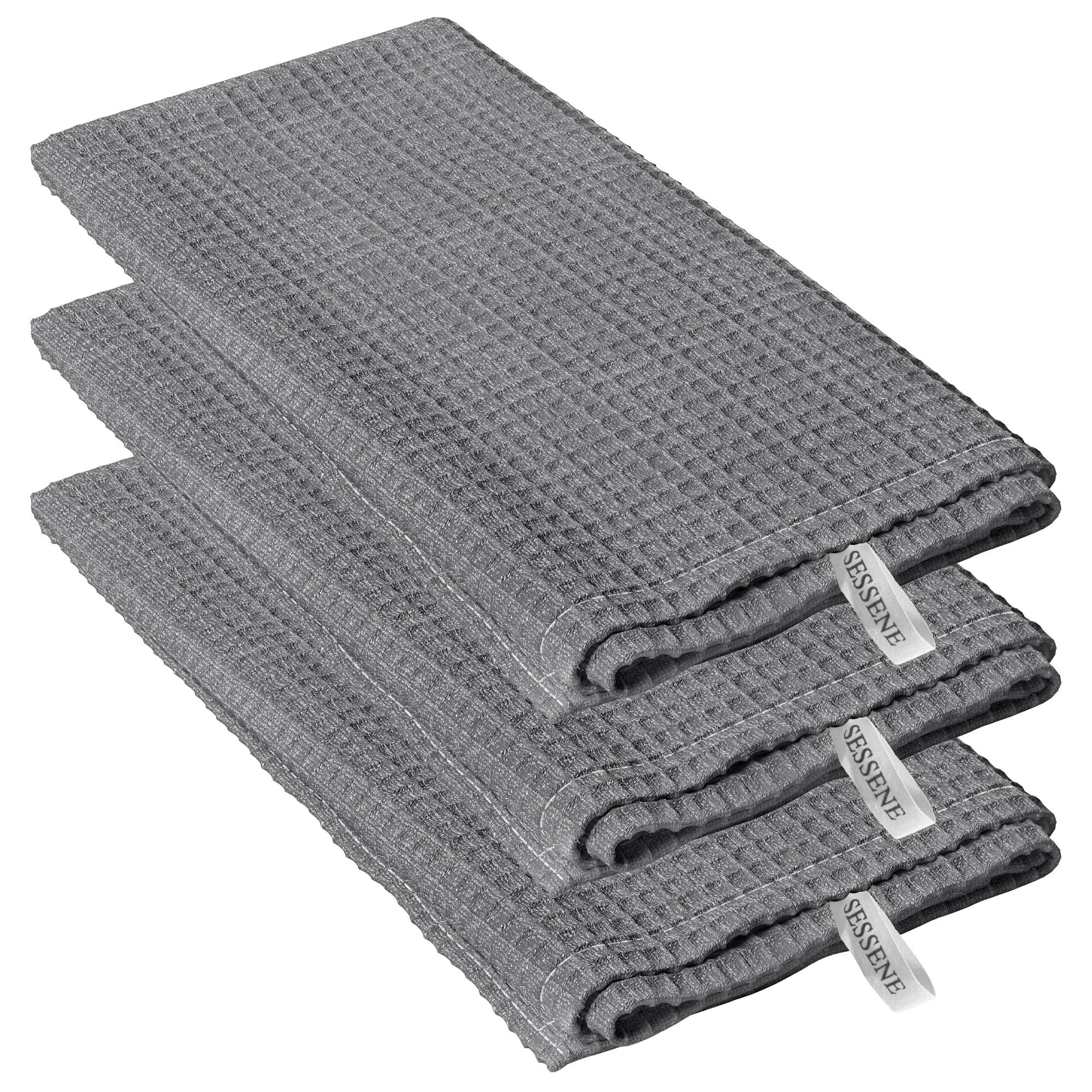 Pure Cotton Terry Tea Towel Set of 3 Dark Grey Tea Towel Etsy