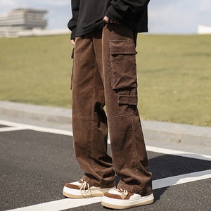 Dark Brown Corduroy Pants Y2k Trouser Pants Vintage Casual - Etsy