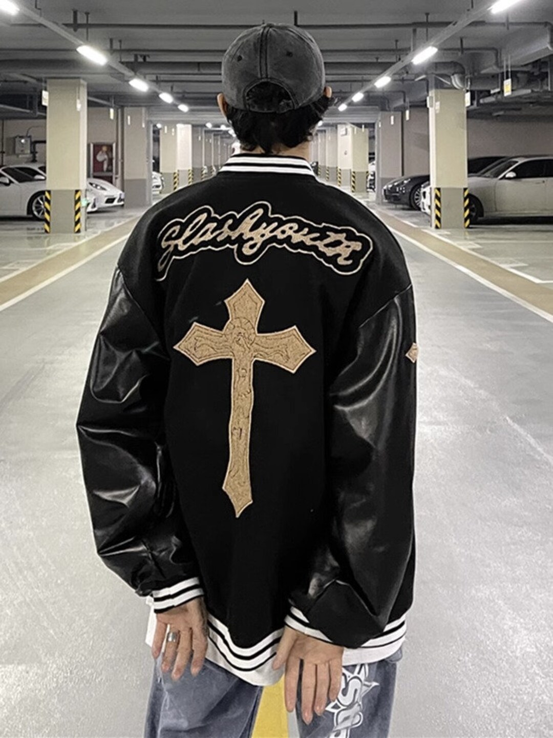 Cross Hiphop Varsity Jacket Embroidery College Jacket Retro Etsy