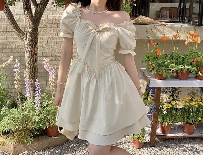 Butterfly French Dress Short Fairy Dress Bubble Sleeve - Etsy
