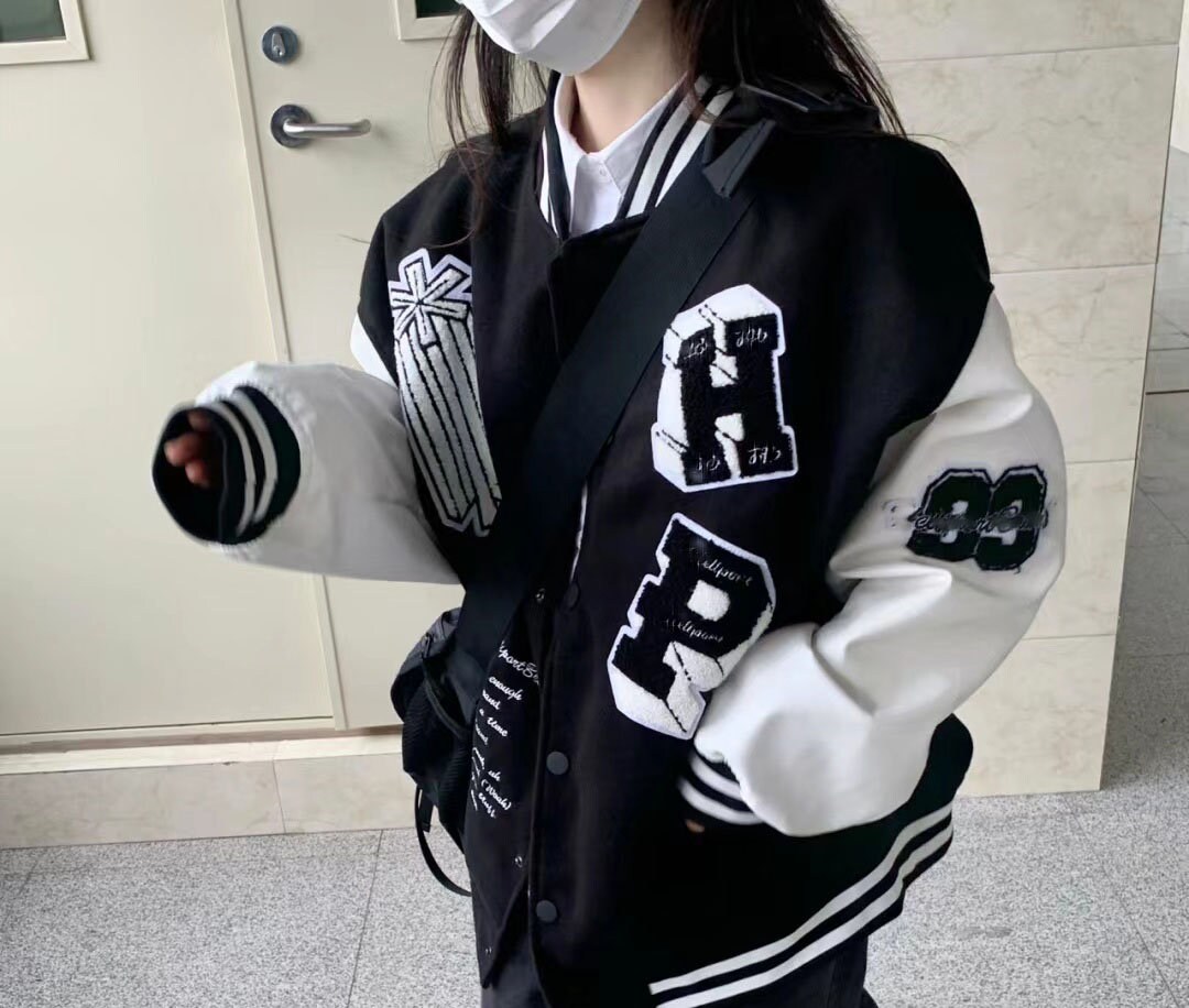 Flocking Varsity Jacket Bomber Jacket Hip Hop Baseball Etsy