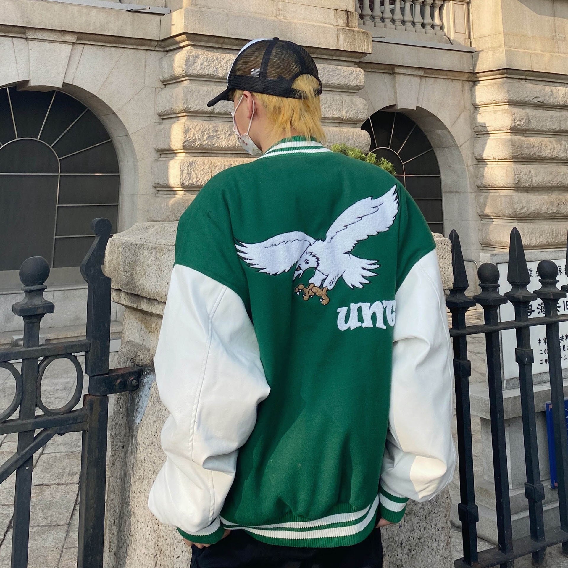 Eagle Varsity Jacket Autumn Streetwear 