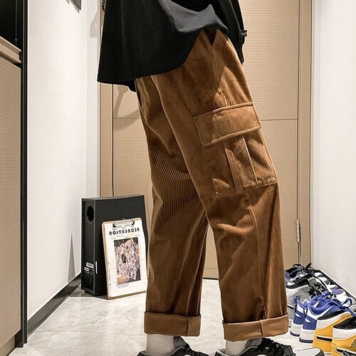 Corduroy Pants Mens Streetwear Trouser 