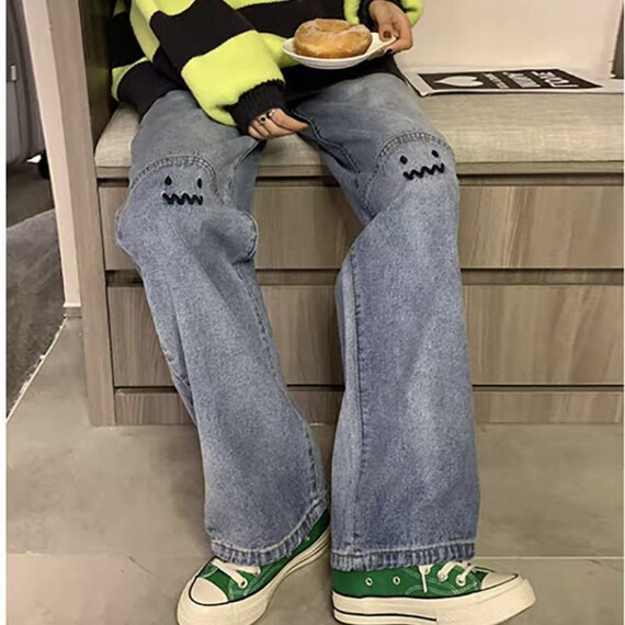 Smile Face Jeans Y2k High Waist Jeans 