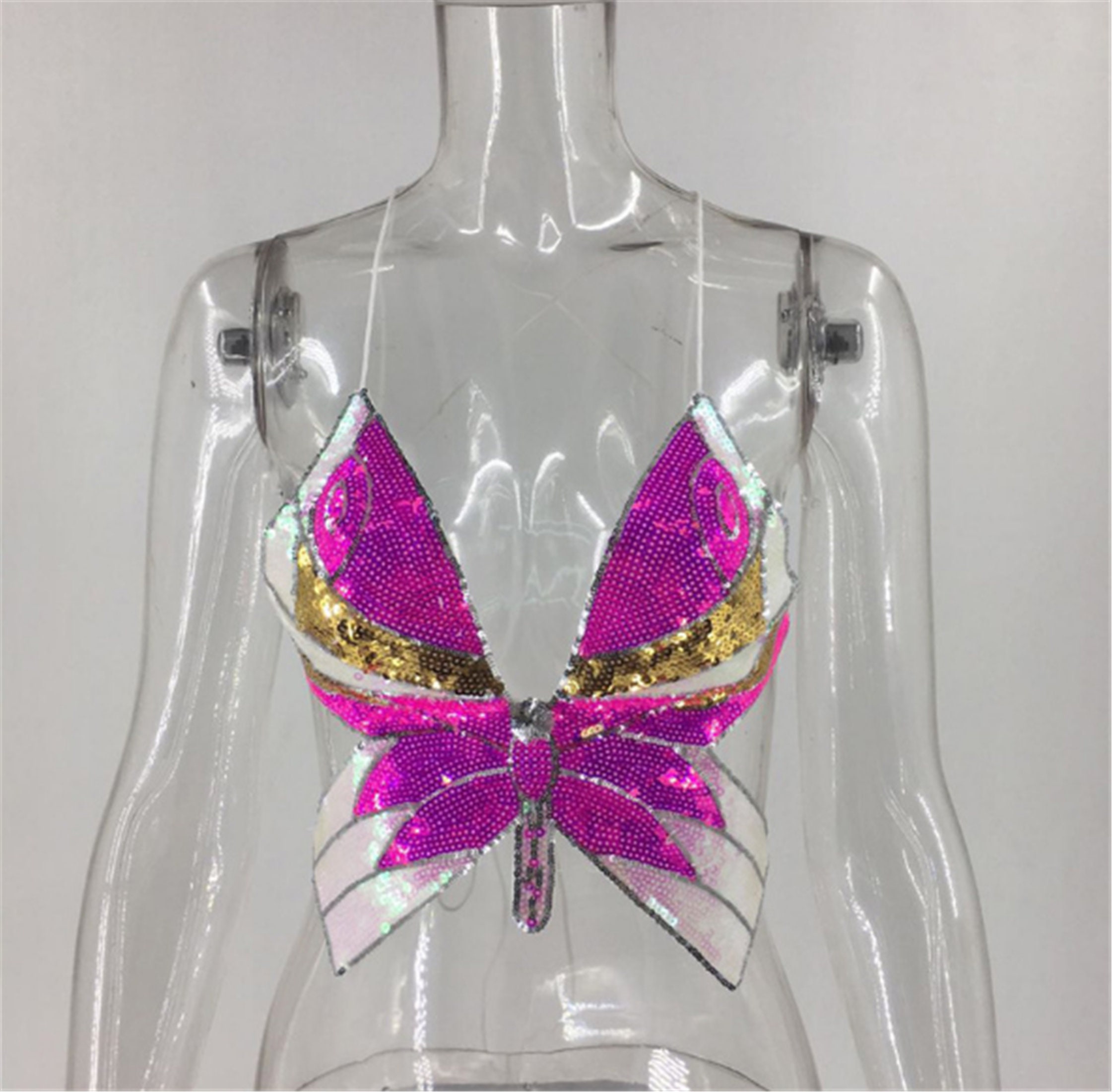 Gold Butterfly Sequin Corset Top Bustier Corset Crop Top Etsy