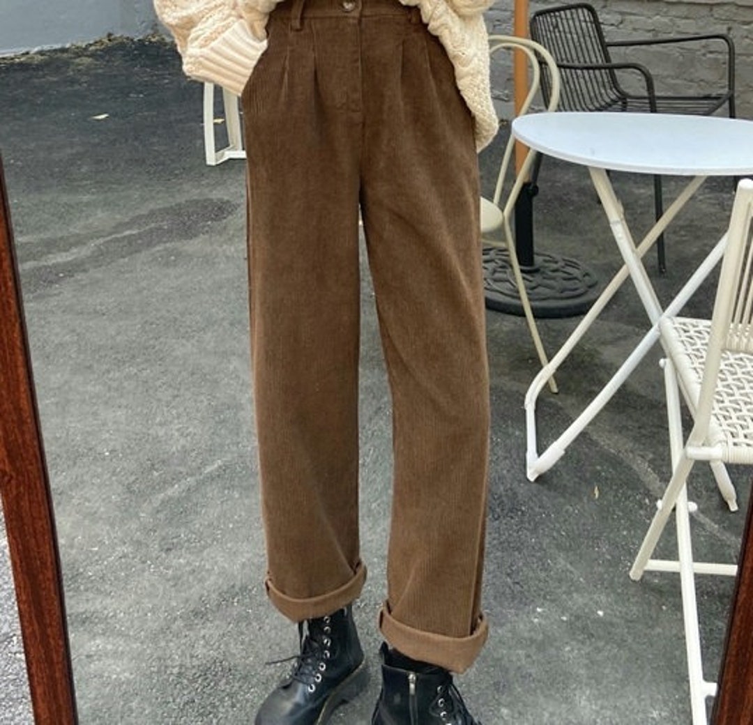 Vintage Corduroy Pants Brown Wide Leg Pants High Waisted - Etsy