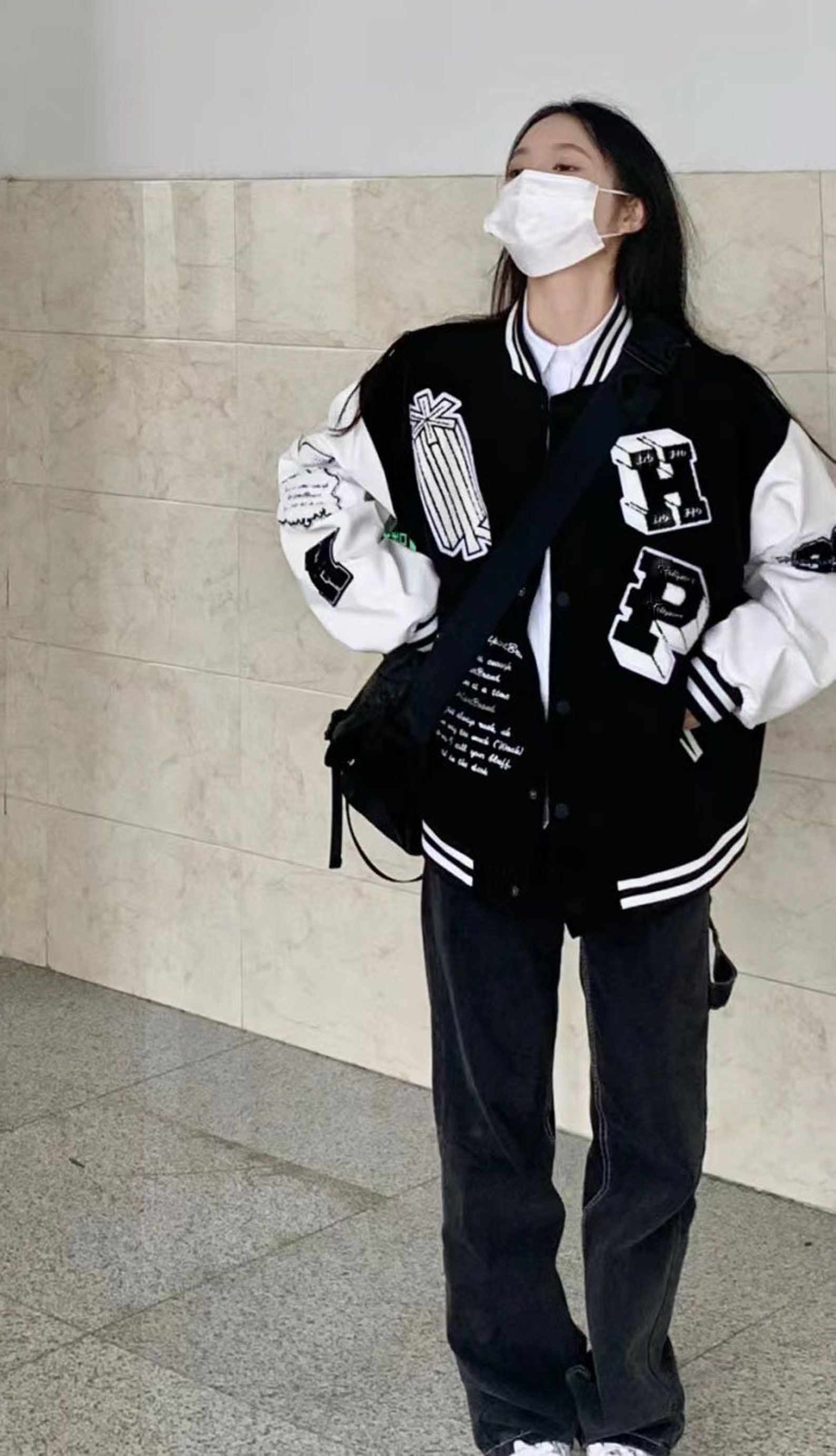 Flocking Varsity Jacket Bomber Jacket Hip Hop Baseball Etsy