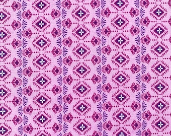 Small Scandinavian Folkloric Geometric Design Berry Colored Keepsake Calico Cotton Fabric