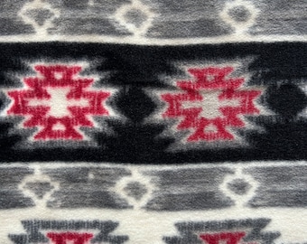 Navajo Aztec Native Red Black Print Anti Pill Plush Fleece Fabric