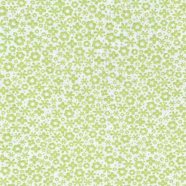 Teeny Tiny Light Green Flowers and Dots on White Keepsake Calico Quilting Cotton Fabric