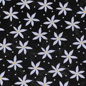 Daisy Flowers and Dots on Black Keepsake Calico Cotton Fabric