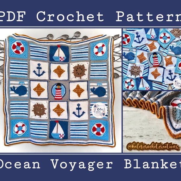 US TERMS - PDF Crochet Pattern - Ocean Voyager Blanket