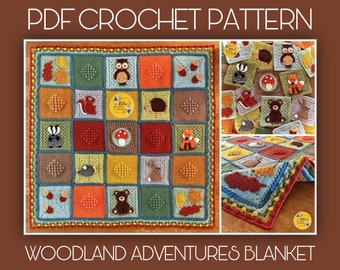 UK TERMS - PDF Crochet Pattern - Woodland Adventures Blanket