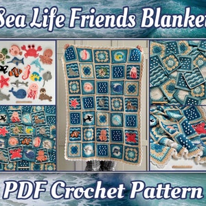 US TERMS - PDF Crochet Pattern - Sea Life Friends Blanket