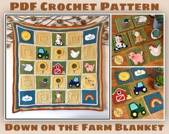 US TERMS - PDF Crochet Pattern - Down on the Farm Blanket