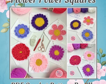 US TERMS - PDF Crochet Pattern - Flower Power Squares