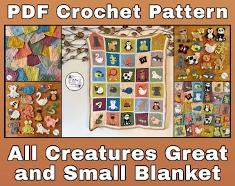 UK TERMS - PDF Crochet Pattern - All Creatures Great and Small Blanket